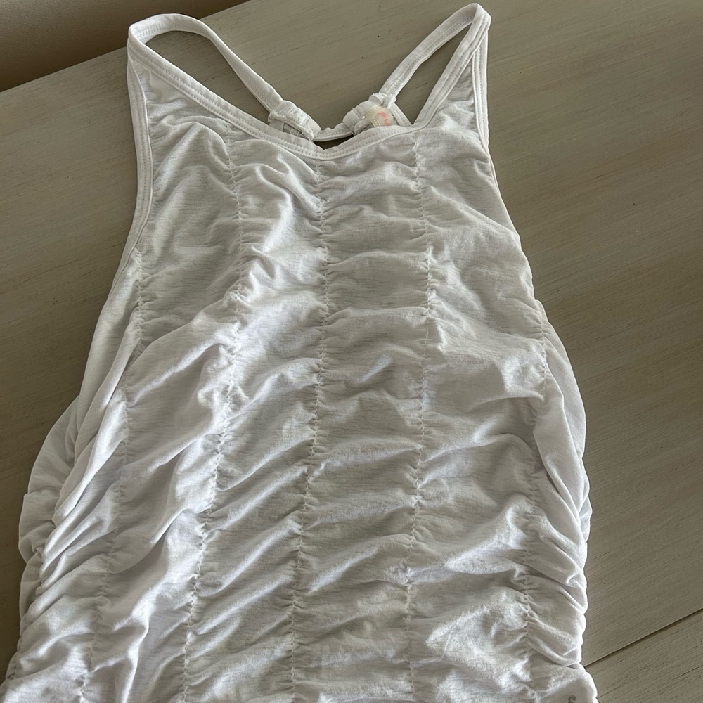 FP Movement White Tank Ruched front Open back